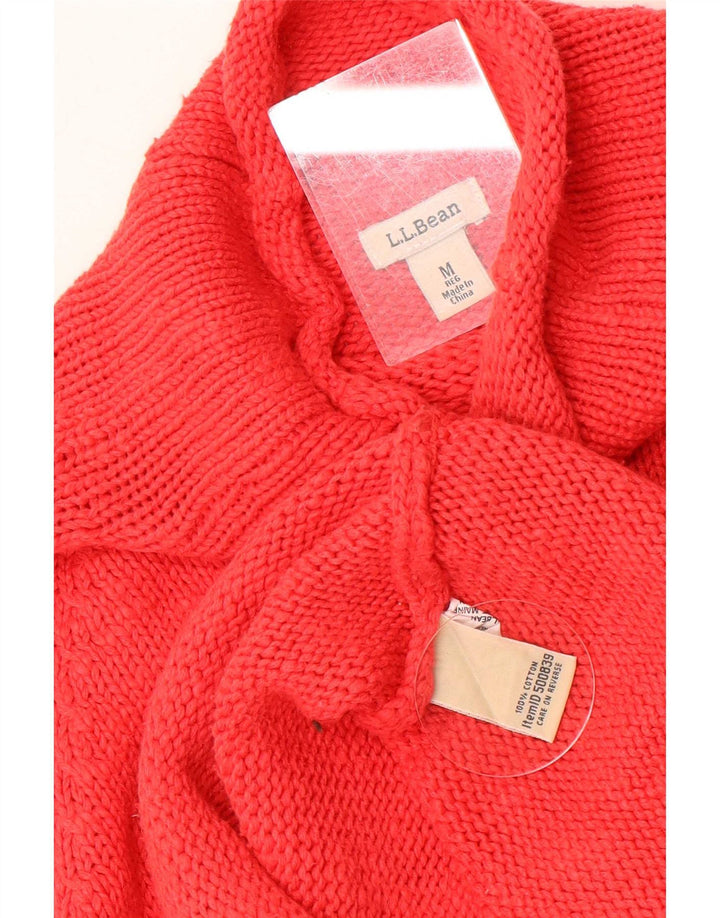 L.L.Bean Womens Turtle Neck Jumper Sweater UK 12 Medium Red Cotton