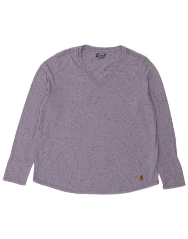 Carhartt Womens Relaxed Fit Top Long Sleeve US 20 2XL Purple Flecked Cotton