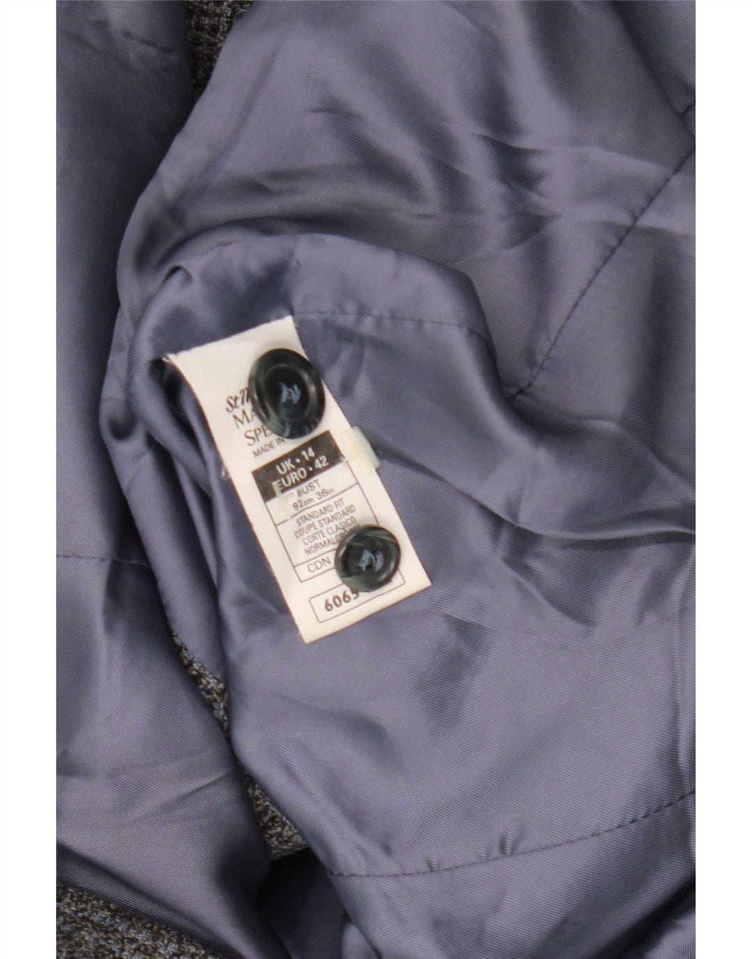 Marks & Spencer Womens Standard Fit Blazer Jacket UK 14 Medium Grey