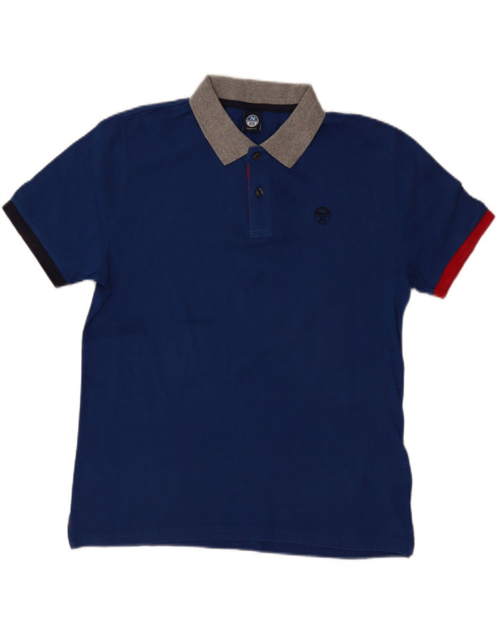 North Sails Mens Regular Fit Polo Shirt Medium Navy Blue Colourblock Cotton