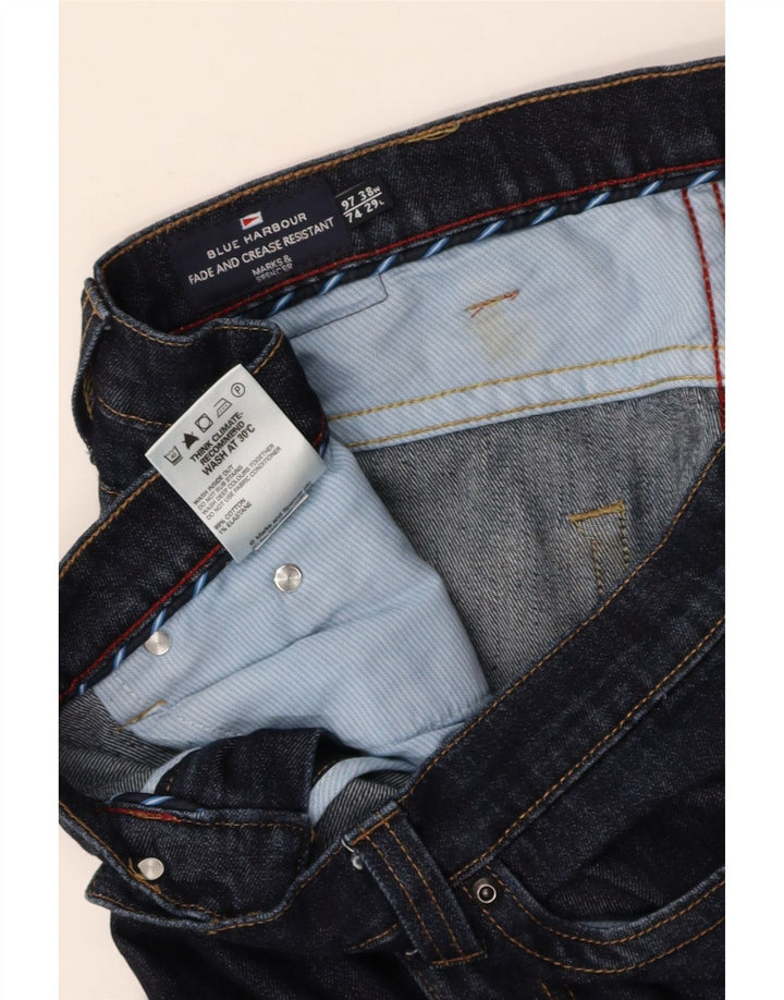 MARKS & SPENCER Mens Blue Harbour Straight Jeans W38 L25  Navy Blue Cotton