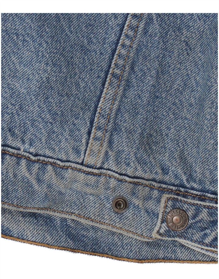Levi's Womens Denim Sherpa Jacket UK 14 Large Blue Cotton