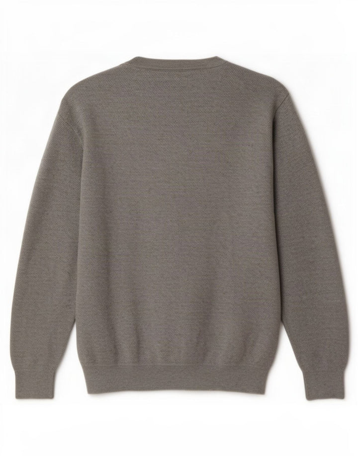 Massimo Dutti Mens Crew Neck Jumper Sweater Large Grey Cotton