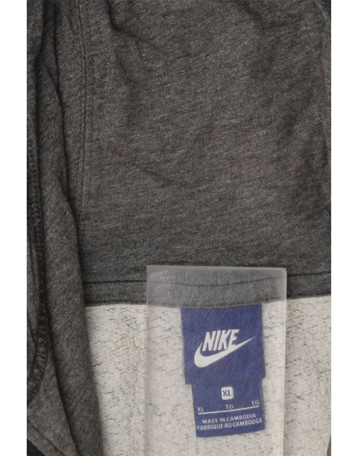 NIKE Mens Zip Hoodie Sweater XL Grey Cotton