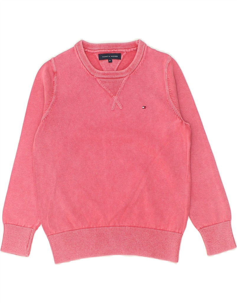 TOMMY HILFIGER Girls Crew Neck Jumper Sweater 5-6 Years Pink Cotton | Vintage Tommy Hilfiger | Thrift | Second-Hand Tommy Hilfiger | Used Clothing | Messina Hembry 