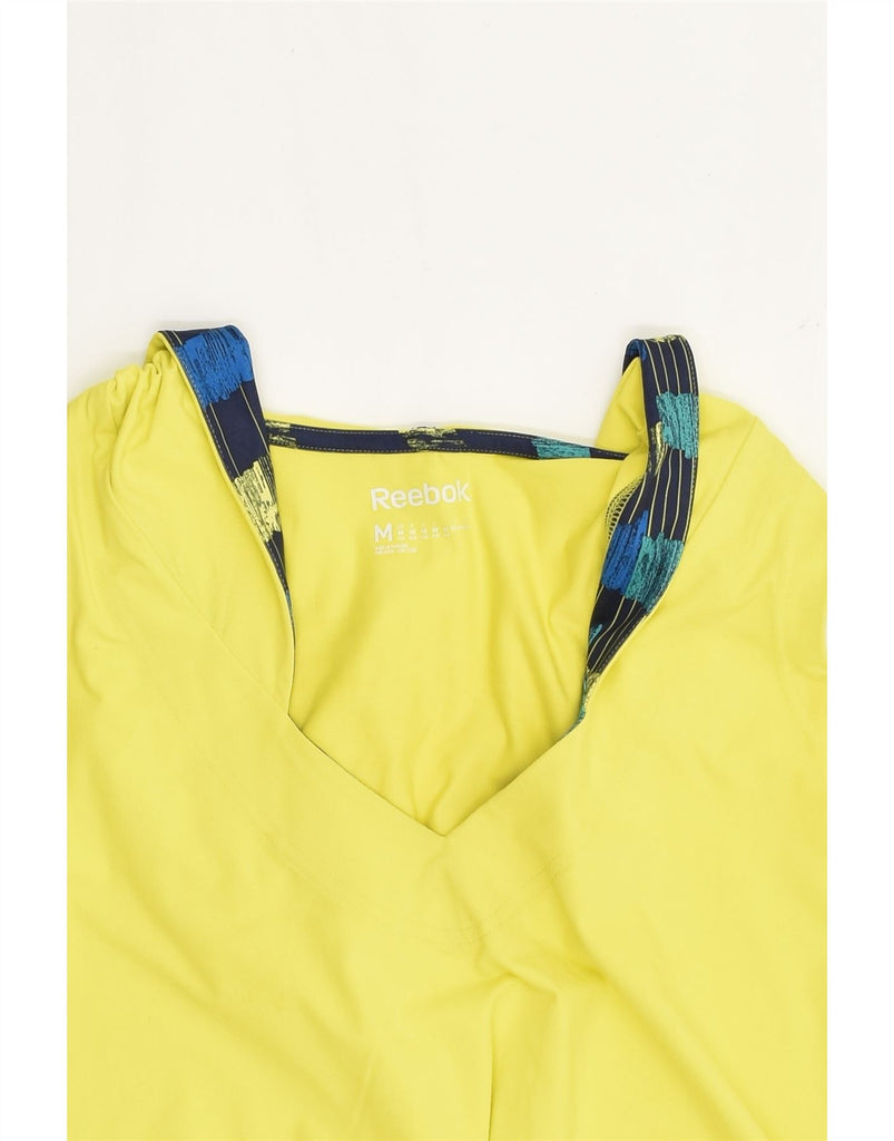 REEBOK Womens Sleeveless Hoodie Jumper UK 14 Medium Yellow Polyamide | Vintage Reebok | Thrift | Second-Hand Reebok | Used Clothing | Messina Hembry 