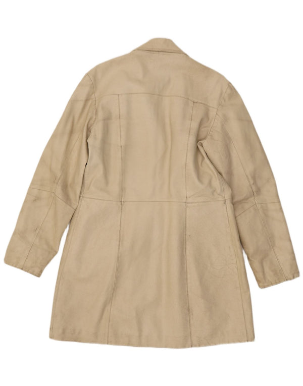 Vintage Womens Leather Coat IT 46 Large Beige