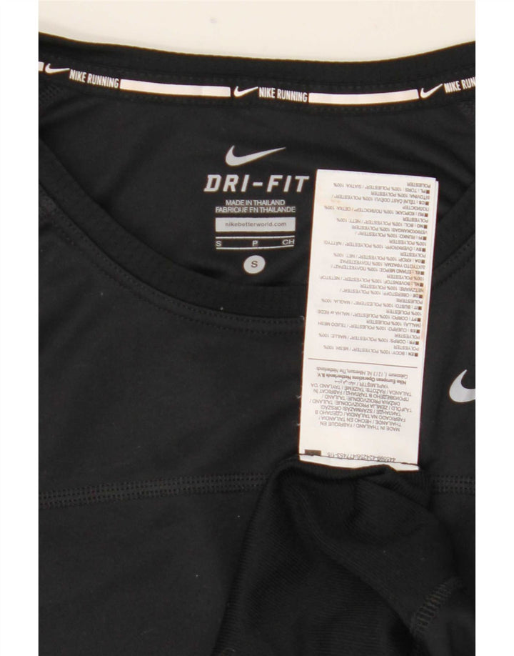 Nike Womens Dri Fit T-Shirt Top UK 10 Small Black Polyester