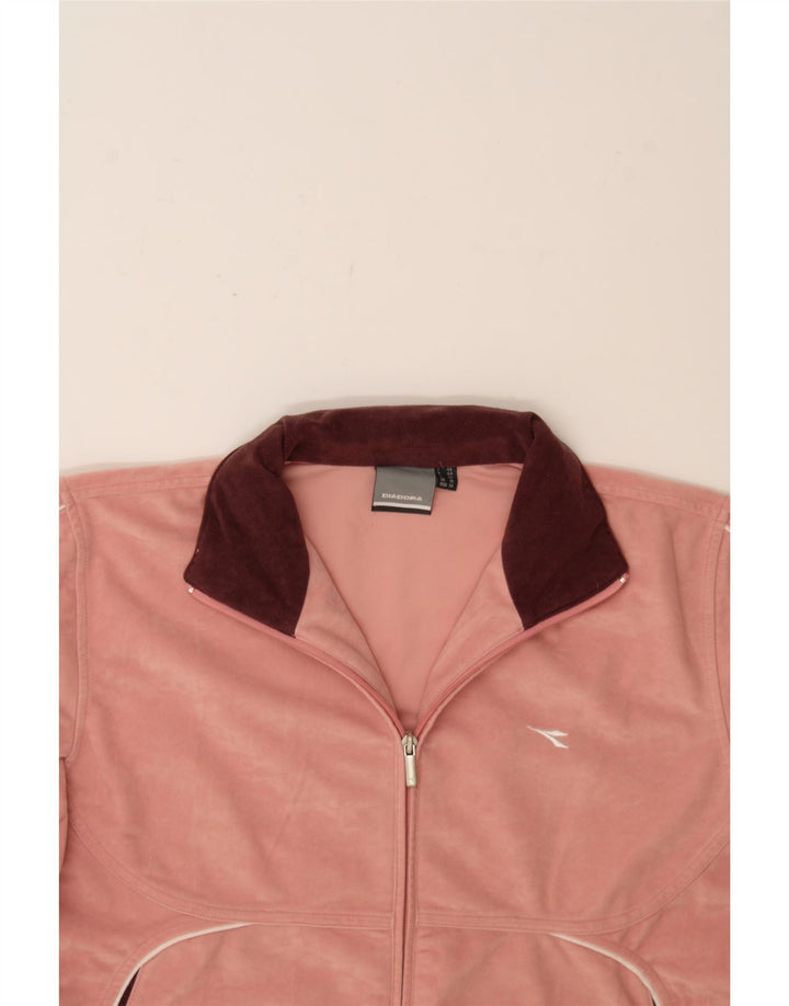 DIADORA Womens Tracksuit Top Jacket UK 16 Large  Pink Polyester Vintage Diadora and Second-Hand Diadora from Messina Hembry 