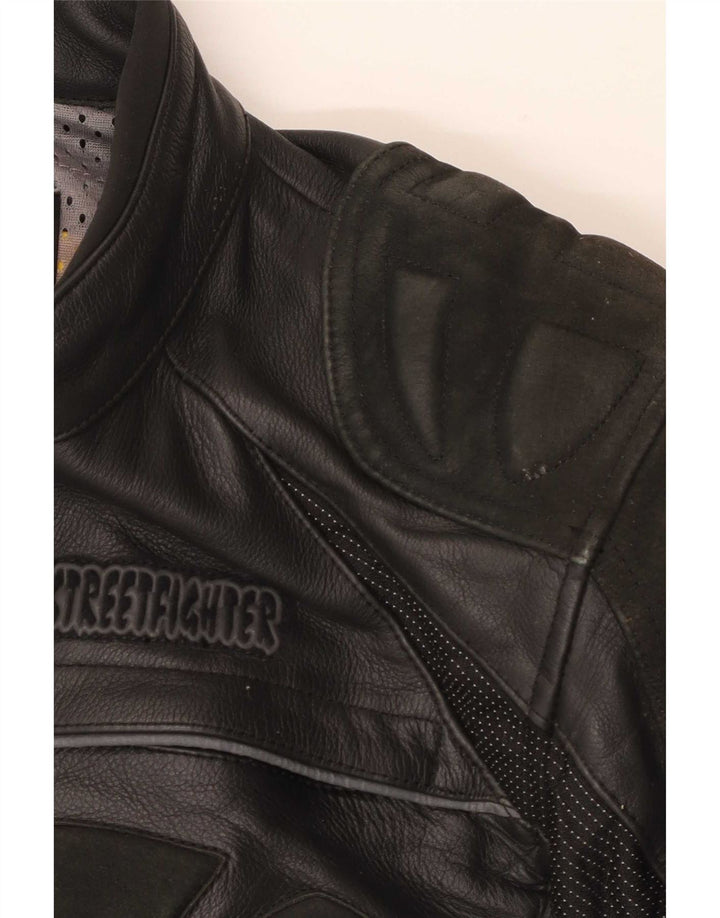 Streetfighter Mens Leather Racer Jacket IT 48 Medium Black