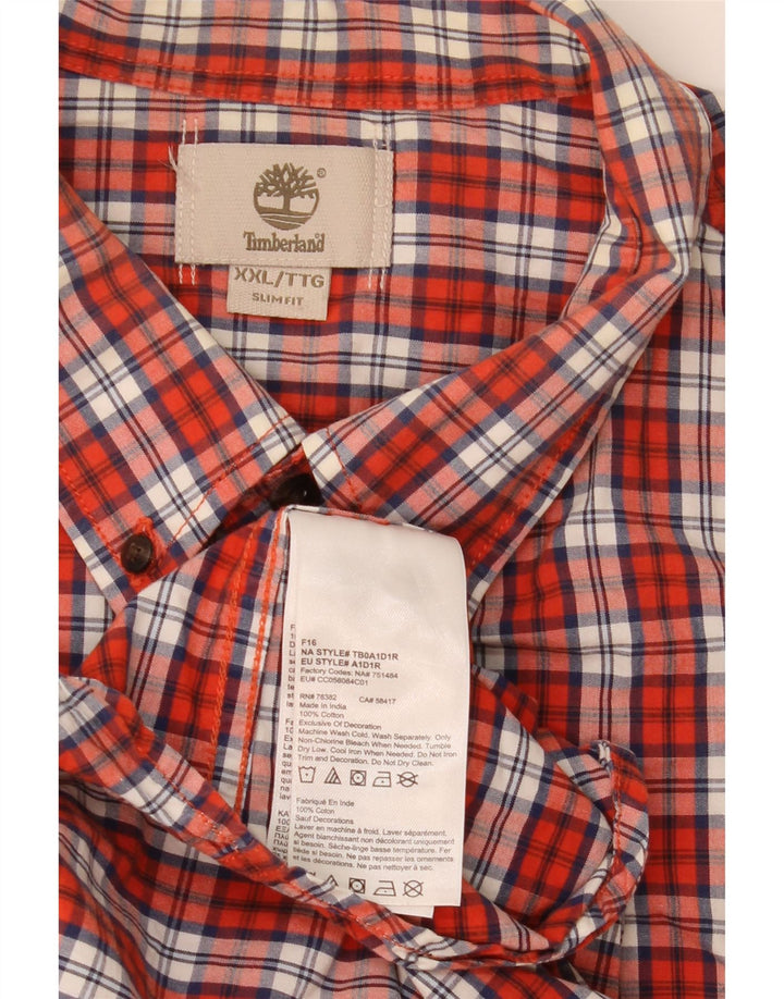 Timberland Mens Slim Fit Shirt 2XL Red Check Cotton