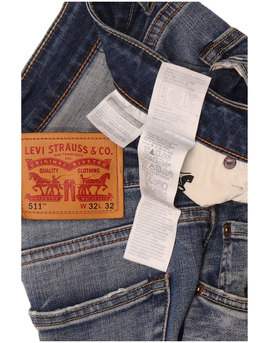 Levi's Mens 511 Distressed Slim Jeans W32 L32 Blue Cotton