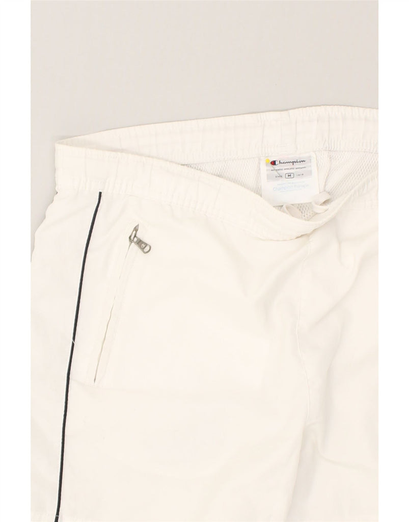 CHAMPION Mens Sport Shorts Medium White Polyester | Vintage Champion | Thrift | Second-Hand Champion | Used Clothing | Messina Hembry 