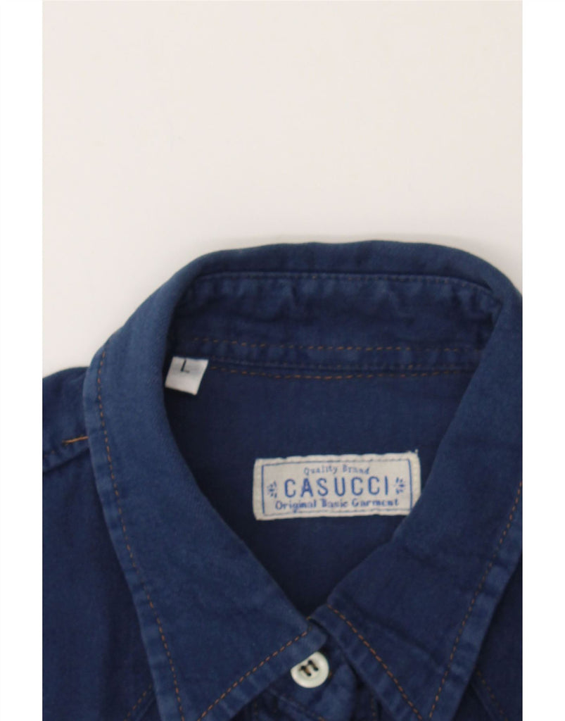 CASUCCI Womens Denim Shirt UK 16 Large Navy Blue Vintage Casucci and Second-Hand Casucci from Messina Hembry 