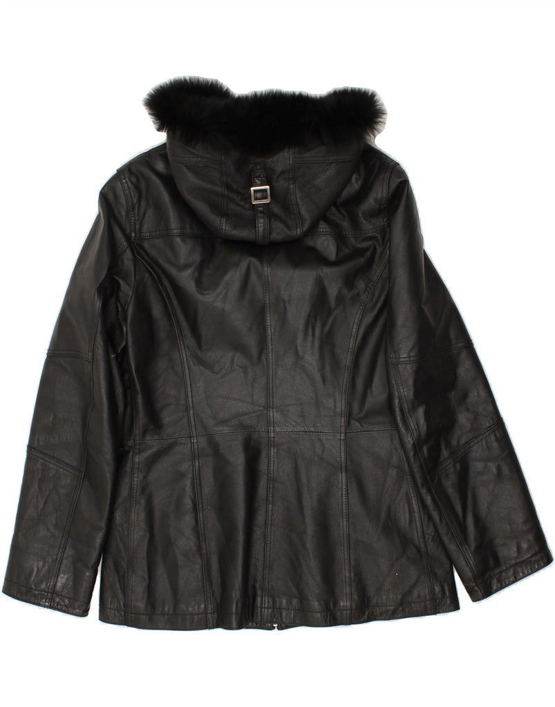 CONBIPEL Womens Hooded Leather Jacket IT 44 Medium Black Leather Vintage Conbipel and Second-Hand Conbipel from Messina Hembry 