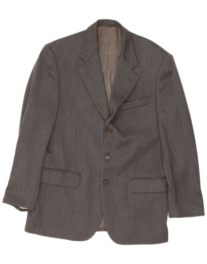 Ferre Mens 3 Button Blazer Jacket IT 50 Large Grey Virgin Wool