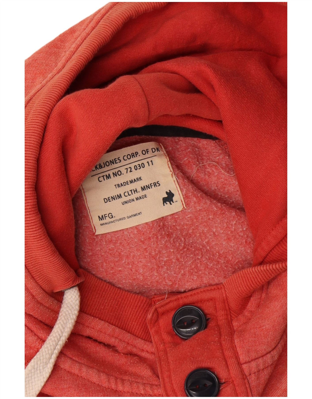 Jack & Jones Mens Graphic Button Neck Hoodie Jumper Medium Pink Colourblock