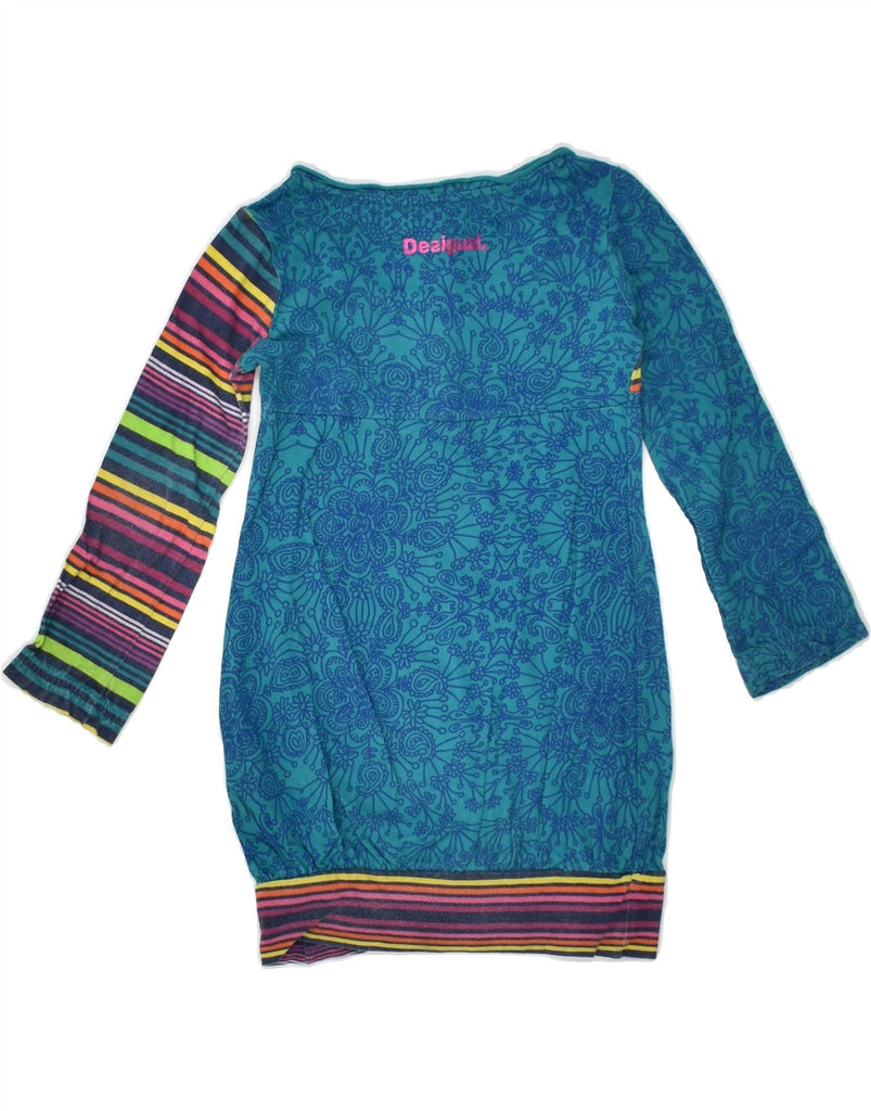 DESIGUAL Girls Long Sleeve Bubble Dress 3-4 Years Blue Floral Cotton | Vintage Desigual | Thrift | Second-Hand Desigual | Used Clothing | Messina Hembry 