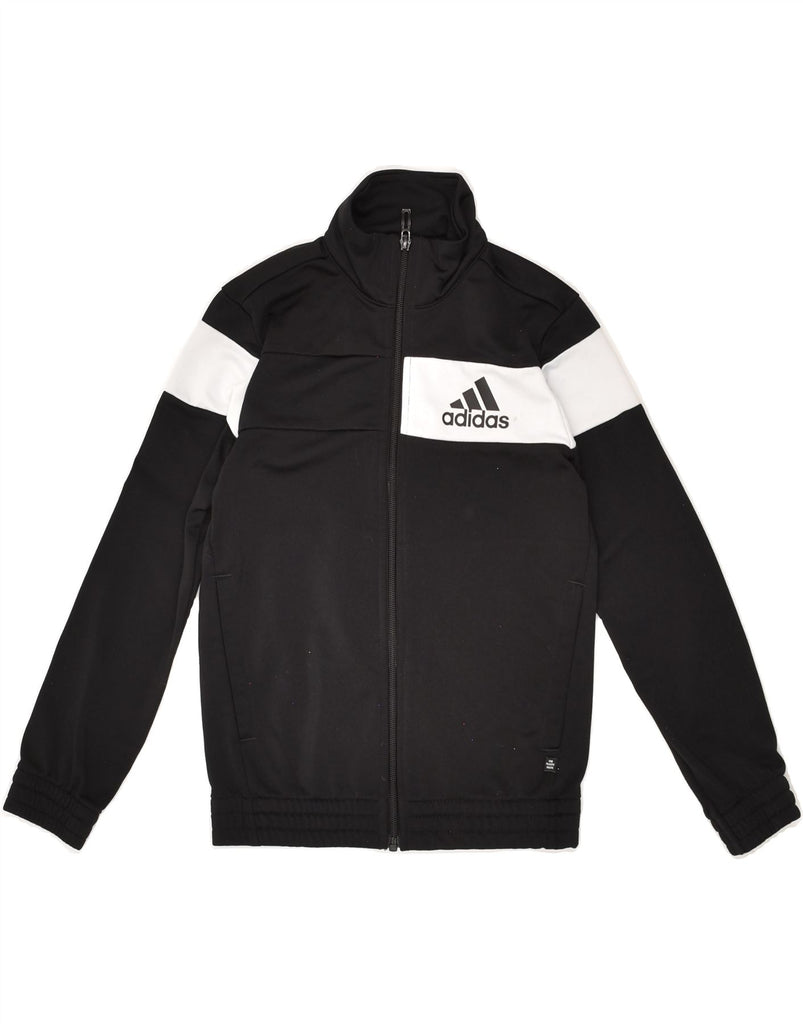 ADIDAS Boys Graphic Tracksuit Top Jacket 7-8 Years Black Colourblock | Vintage Adidas | Thrift | Second-Hand Adidas | Used Clothing | Messina Hembry 