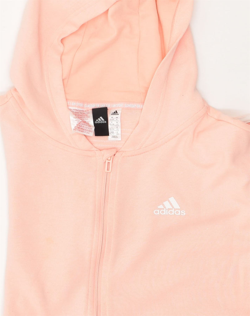 ADIDAS Girls Zip Hoodie Sweater 14-15 Years Pink Cotton | Vintage Adidas | Thrift | Second-Hand Adidas | Used Clothing | Messina Hembry 