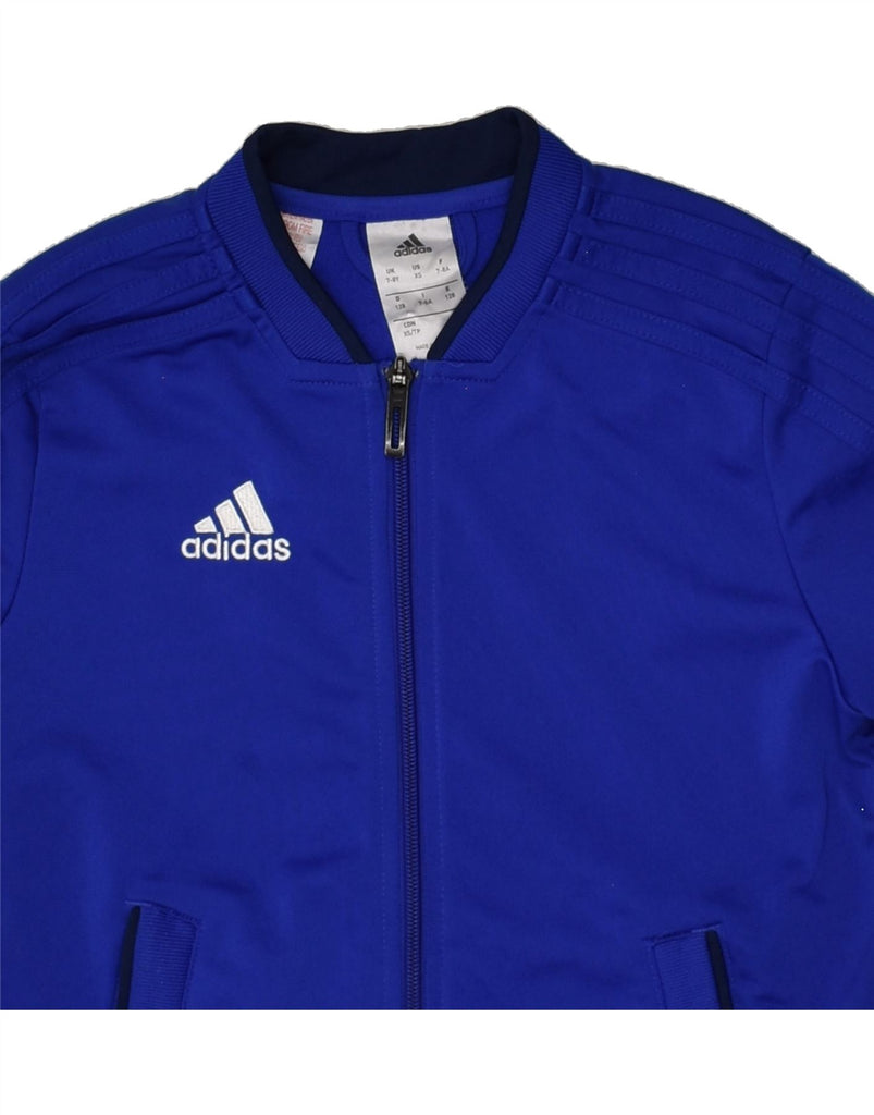 ADIDAS Boys Tracksuit Top Jacket 7-8 Years Blue Polyester | Vintage Adidas | Thrift | Second-Hand Adidas | Used Clothing | Messina Hembry 