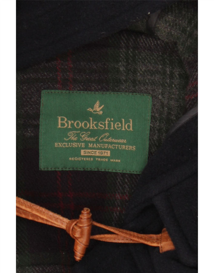 Brooksfield Mens Hooded Duffle Coat IT 50 Large Navy Blue Wool
