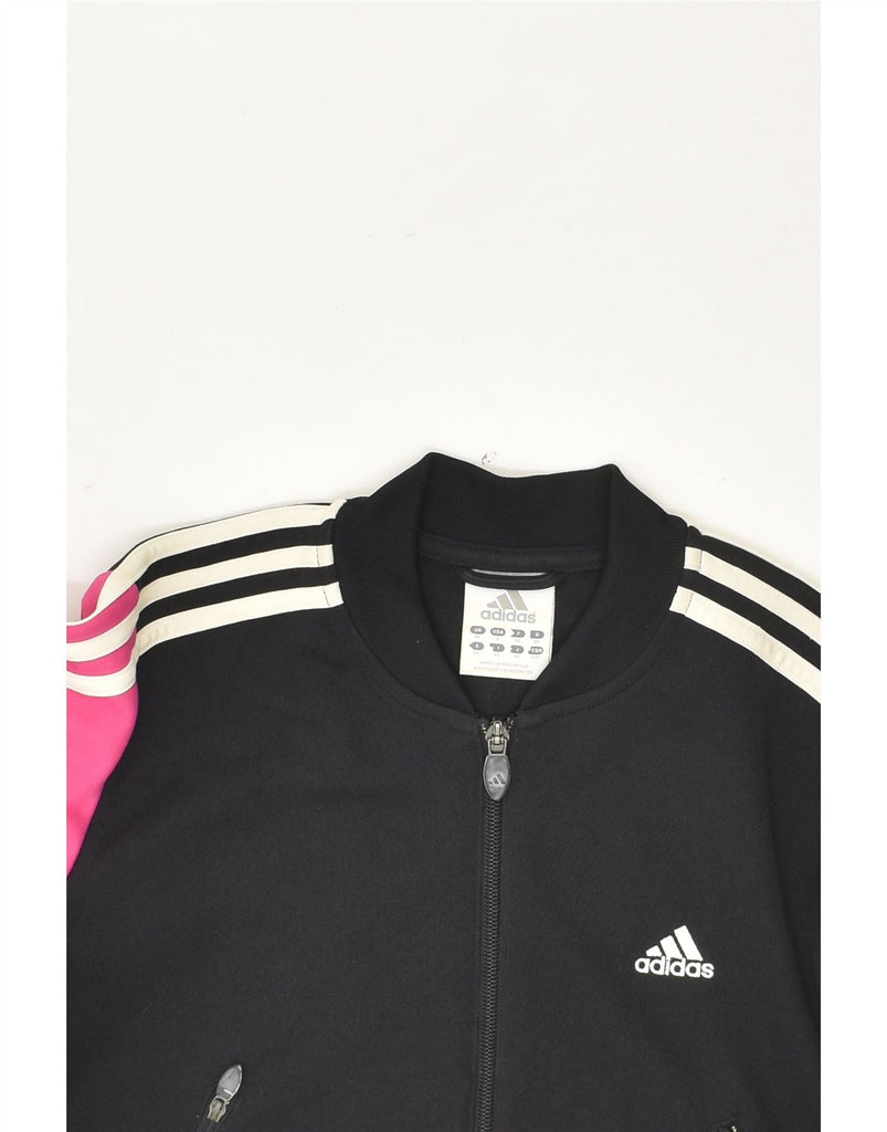 ADIDAS Womens Tracksuit Top Jacket UK 10 Small Black Cotton | Vintage Adidas | Thrift | Second-Hand Adidas | Used Clothing | Messina Hembry 