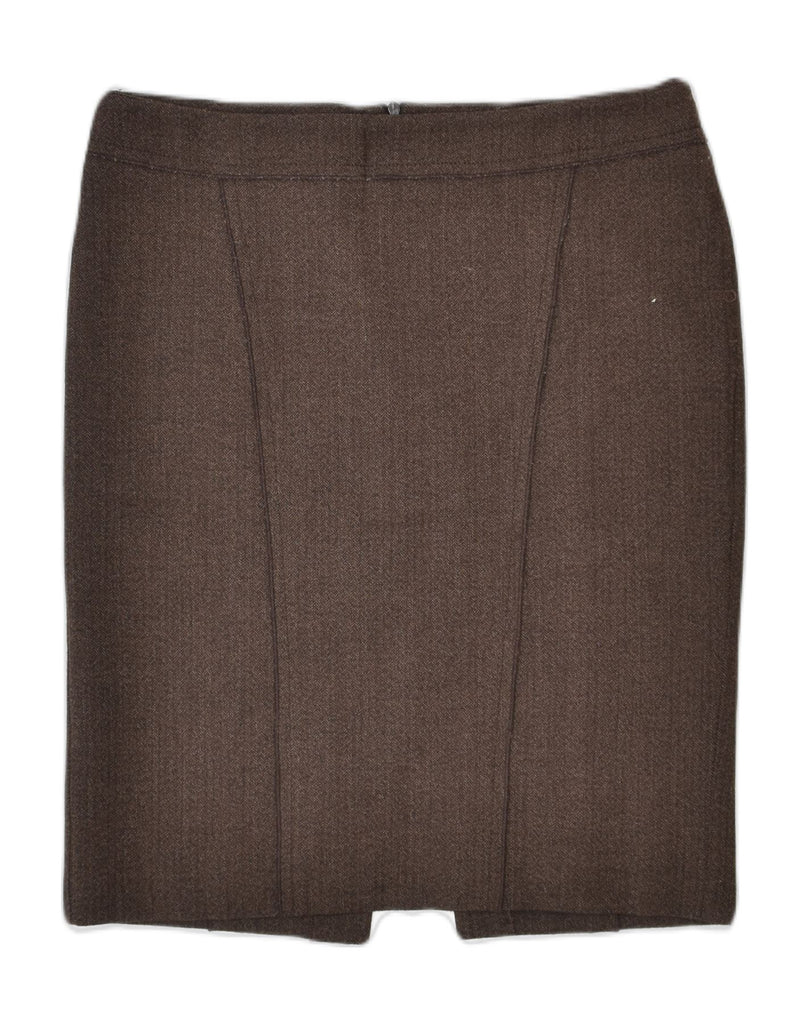 MARELLA Womens Pencil Skirt UK 12 Medium W30 Brown Cotton | Vintage | Thrift | Second-Hand | Used Clothing | Messina Hembry 