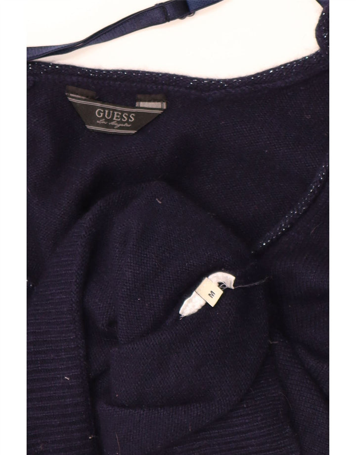 Guess Womens Boat Neck Jumper Sweater UK 14 Medium Navy Blue