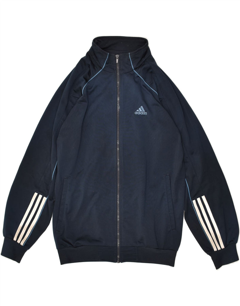 ADIDAS Mens Tracksuit Top Jacket UK 34/36 Small Navy Blue Polyester | Vintage Adidas | Thrift | Second-Hand Adidas | Used Clothing | Messina Hembry 