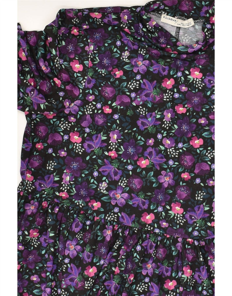 PULL & BEAR Womens A-Line Dress UK 10 Small Purple Floral Polyester | Vintage Pull & Bear | Thrift | Second-Hand Pull & Bear | Used Clothing | Messina Hembry 