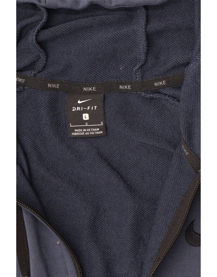 Nike Mens Dri Fit Zip Hoodie Sweater Large Navy Blue