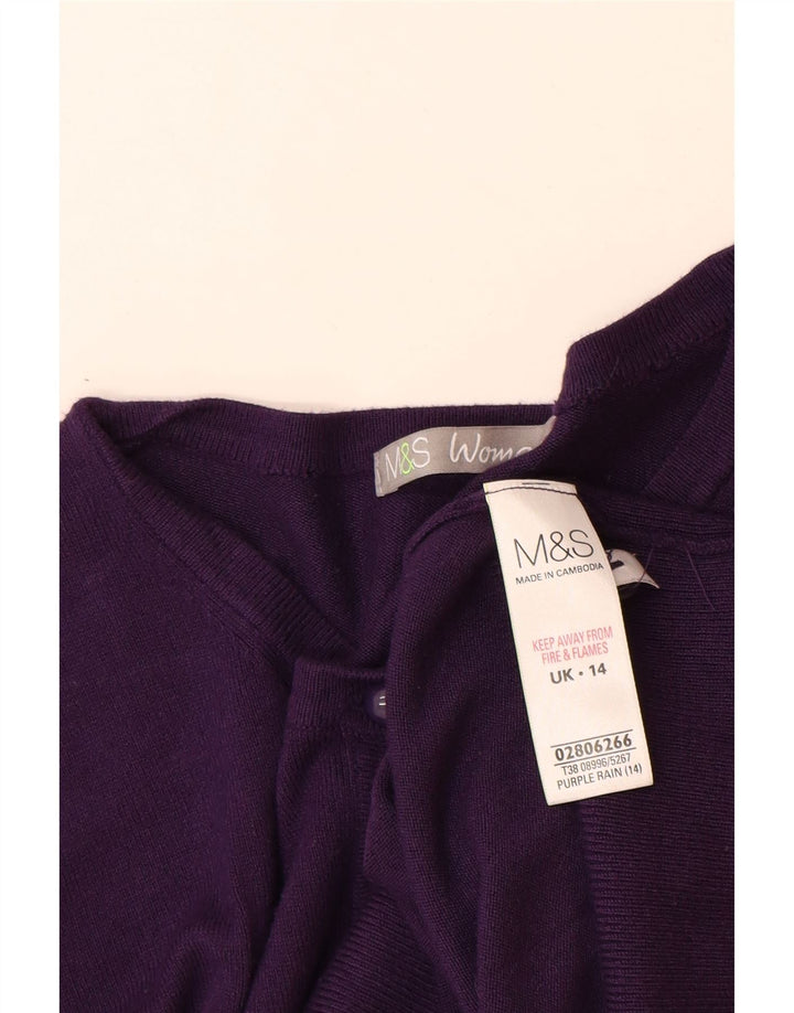 Marks & Spencer Womens Cardigan Sweater UK 14 Medium Purple Viscose