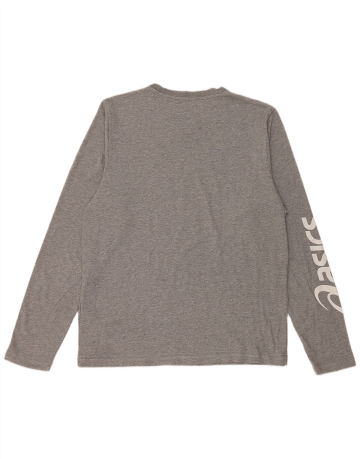 Asics Mens Graphic Top Long Sleeve Large Grey Cotton