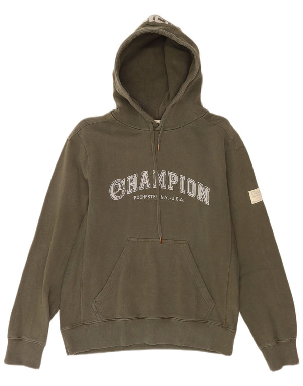 Champion Mens Graphic Hoodie Jumper Small Green Cotton Sports