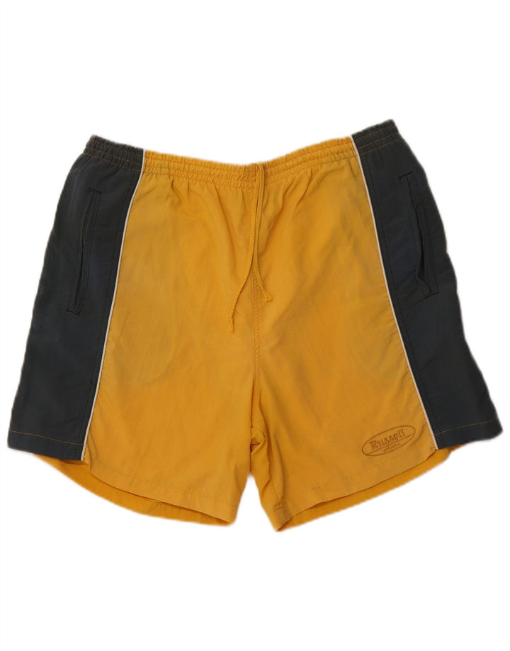 RUSSELL ATHLETIC Mens Swimming Shorts XL  Yellow Colourblock Nylon