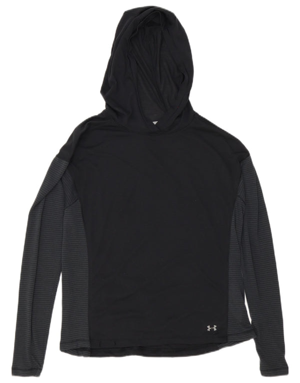 Under Armour Womens Heat Gear Hooded Top Long Sleeve UK 10 Small Black