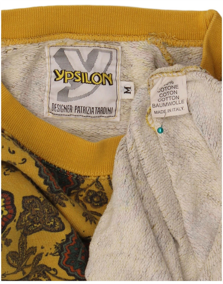 PATRIZIA DINI Womens Sweatshirt Jumper UK 14 Medium Yellow Floral