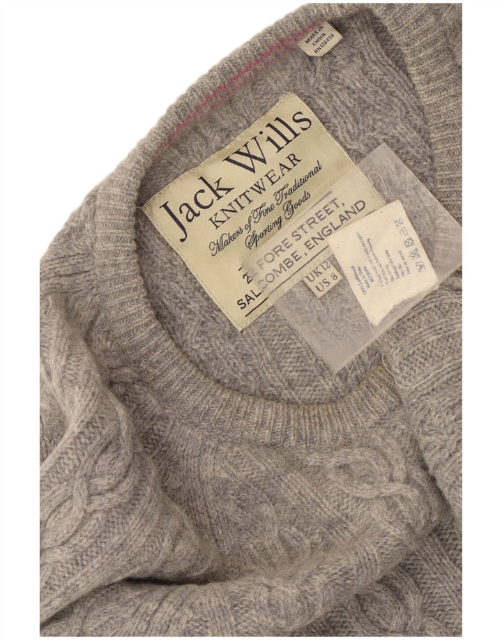 Jack Wills Womens Boat Neck Jumper Sweater UK 12 Medium Grey Lambswool
