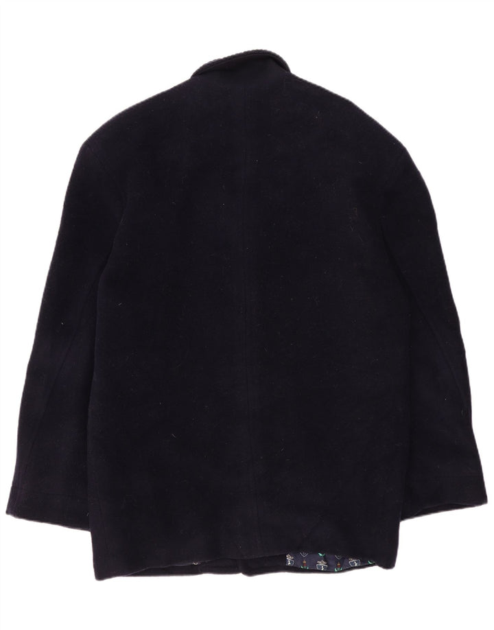 Vintage Mens Overcoat UK 36 Small Navy Blue Virgin Wool
