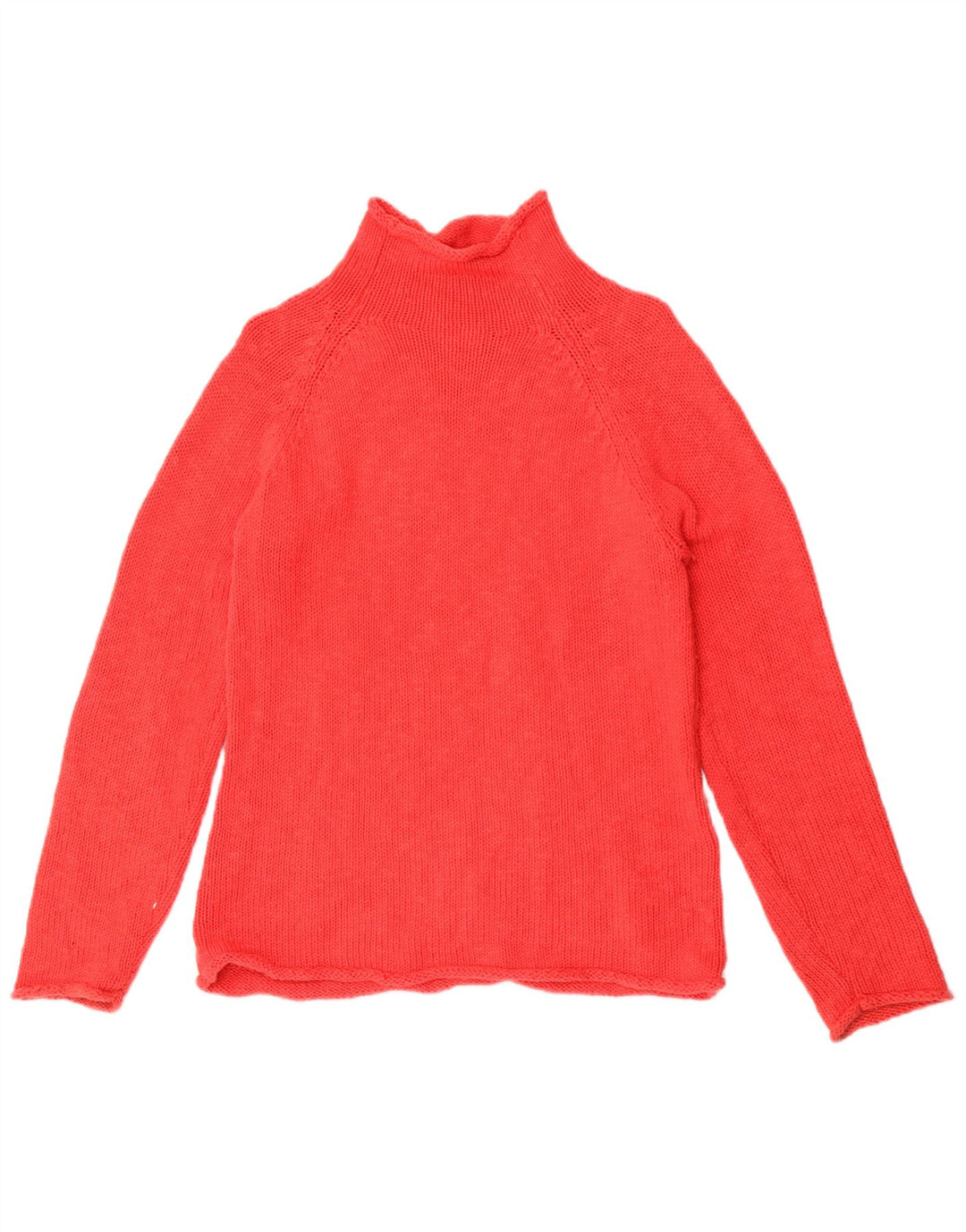 L.L.Bean Womens Turtle Neck Jumper Sweater UK 12 Medium Red Cotton