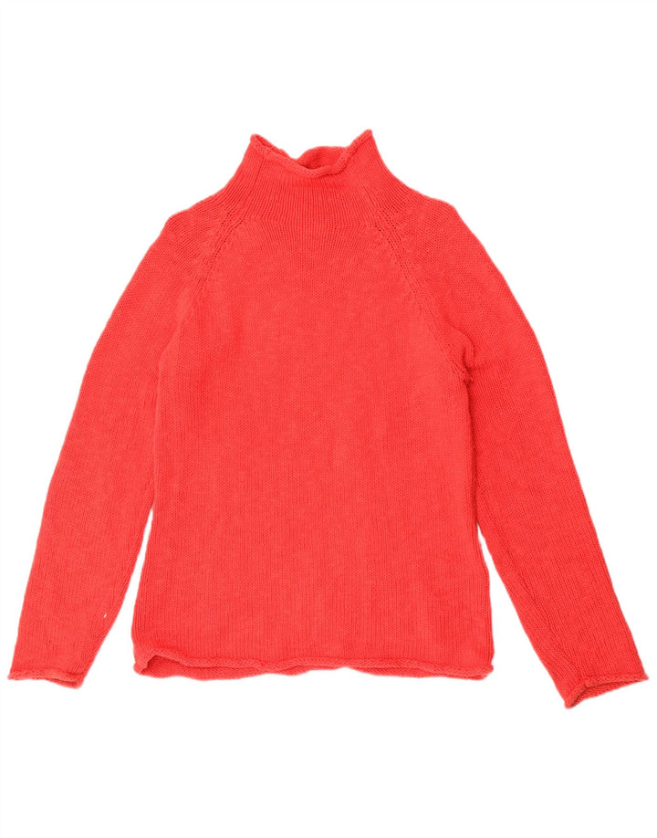 L.L.Bean Womens Turtle Neck Jumper Sweater UK 12 Medium Red Cotton