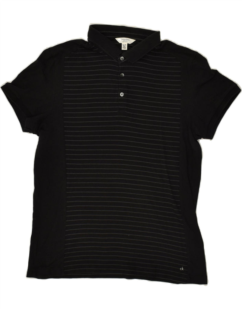 CALVIN KLEIN Mens Body Fit Polo Shirt XL Black Striped | Vintage Calvin Klein | Thrift | Second-Hand Calvin Klein | Used Clothing | Messina Hembry 