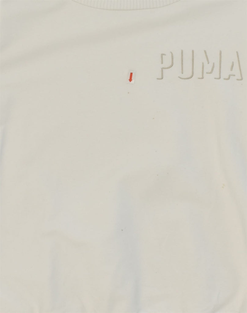 PUMA Womens Top Long Sleeve UK 12 Medium White Cotton | Vintage Puma | Thrift | Second-Hand Puma | Used Clothing | Messina Hembry 