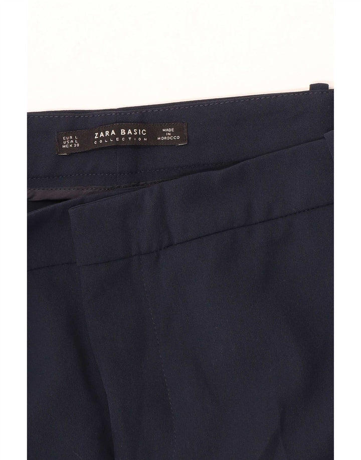 Zara Womens Slim Cropped Trousers Large W34 L26 Navy Blue