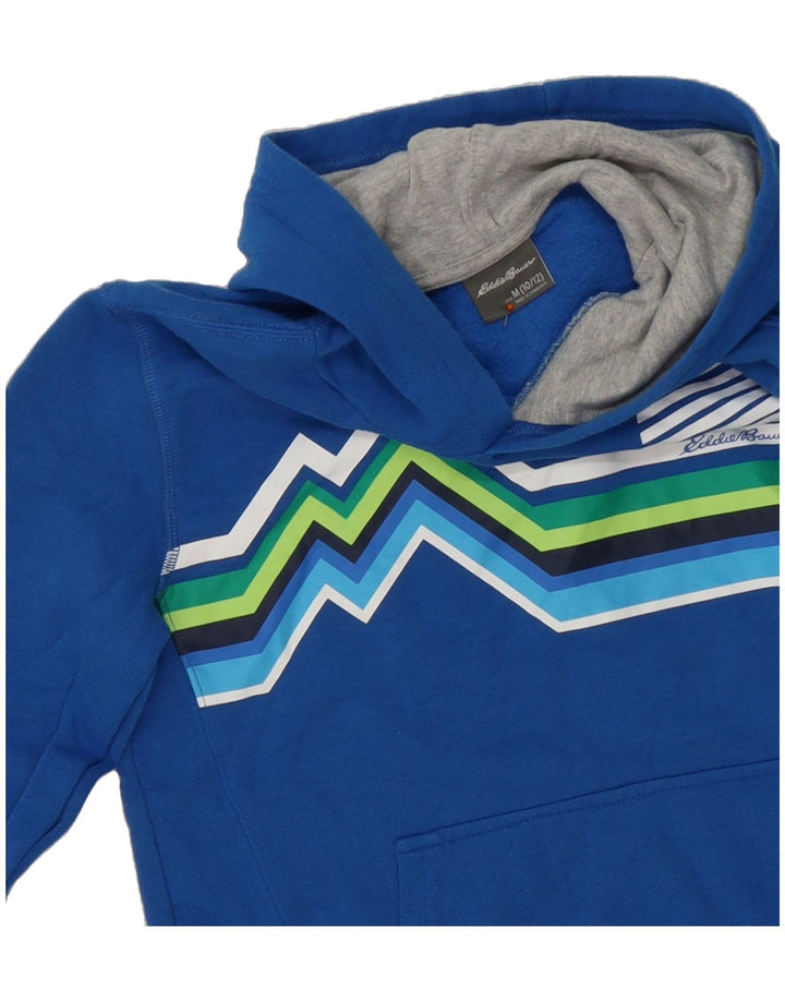 EDDIE BAUER Boys Graphic Hoodie Jumper 10-11 Years Medium Blue Striped Vintage Eddie Bauer and Second-Hand Eddie Bauer from Messina Hembry 