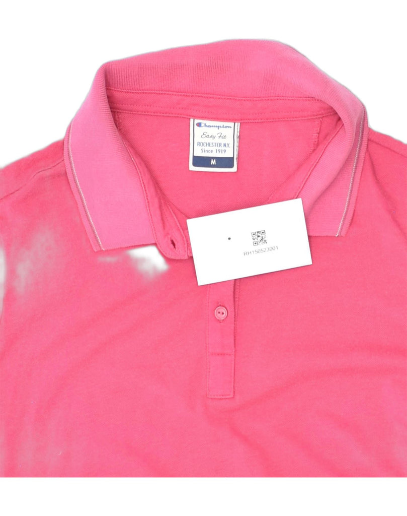 CHAMPION Womens Easy Fit Polo Shirt UK 12 Medium Pink Cotton | Vintage | Thrift | Second-Hand | Used Clothing | Messina Hembry 