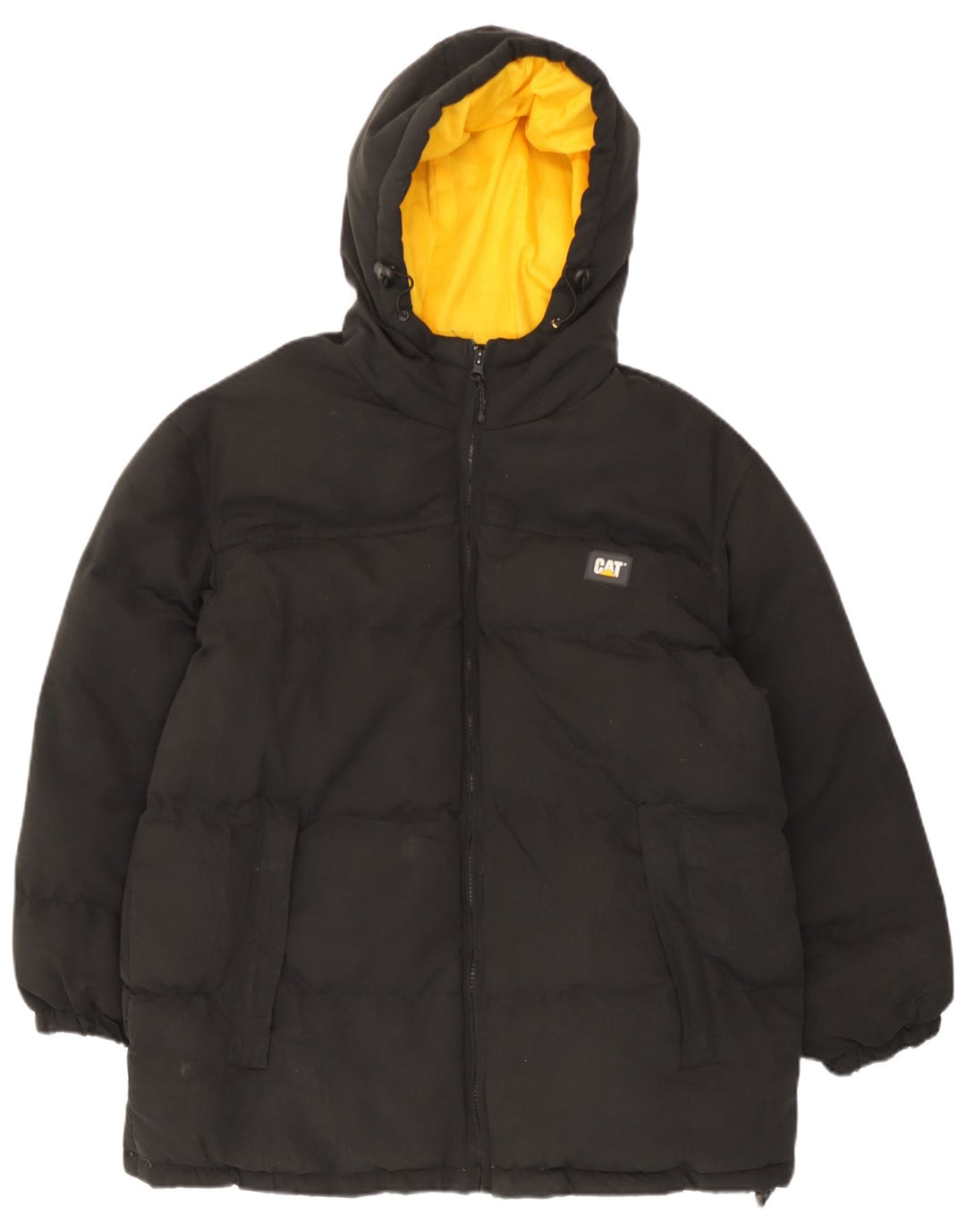 Caterpillar Mens Hooded Padded Jacket UK 38 Medium Black Polyester