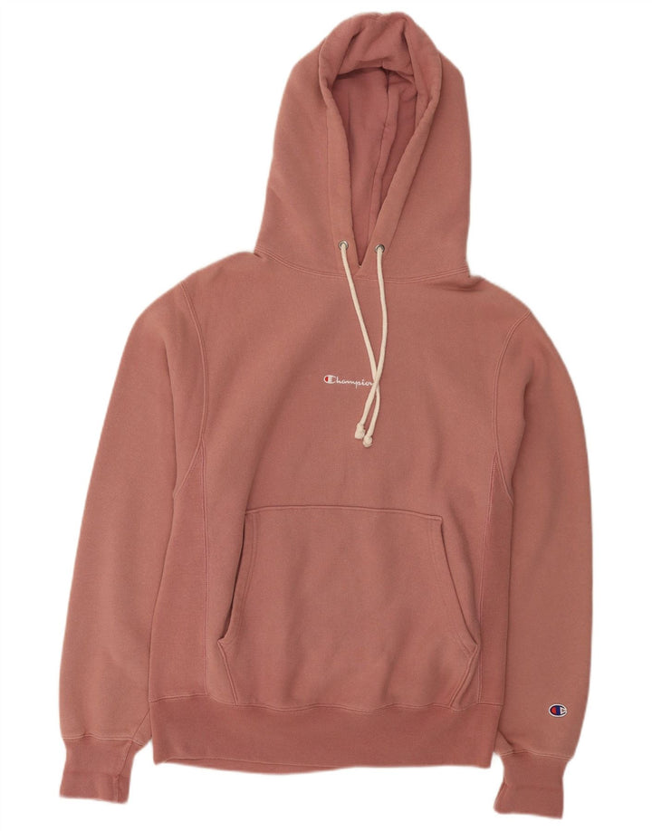 Champion Mens Hoodie Jumper Small Pink Cotton