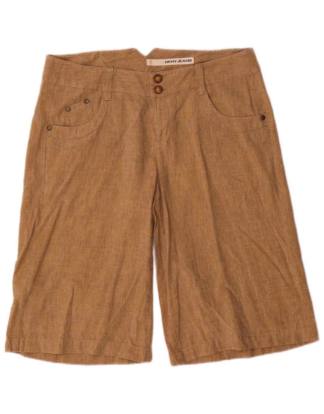 DKNY Womens Casual Shorts US 10 Large W34 Brown Linen